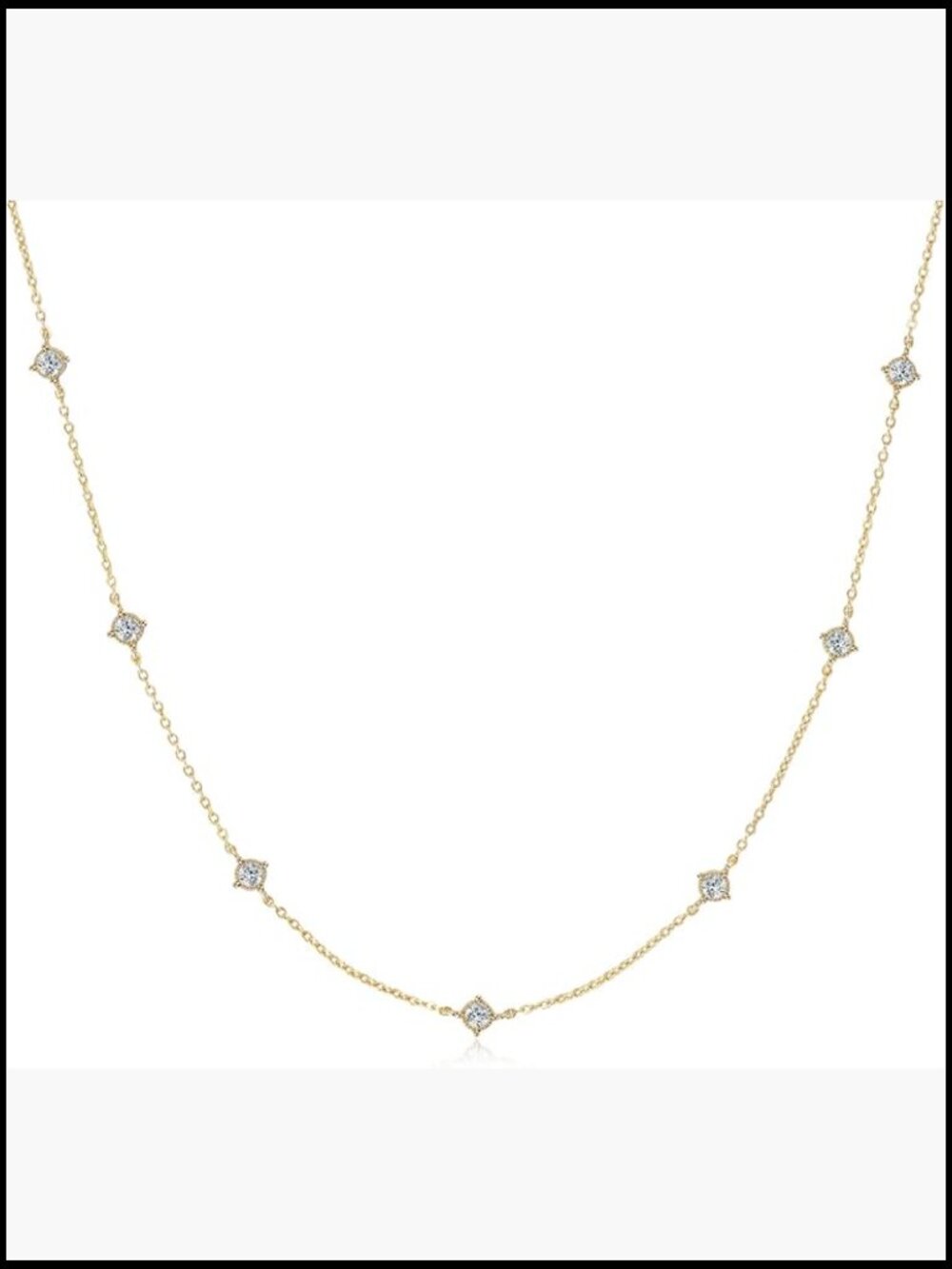 Moissanite Station Choker Necklace 925 Sterling Silver Dainty Jewelry Gift Box